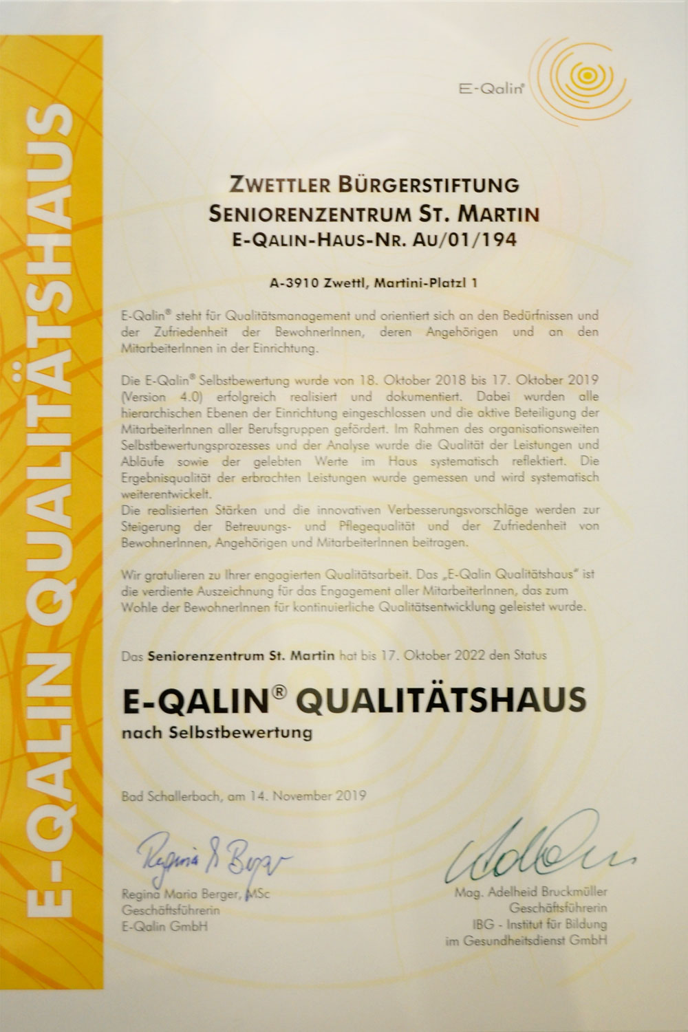 E-Qualin Zertifikat
