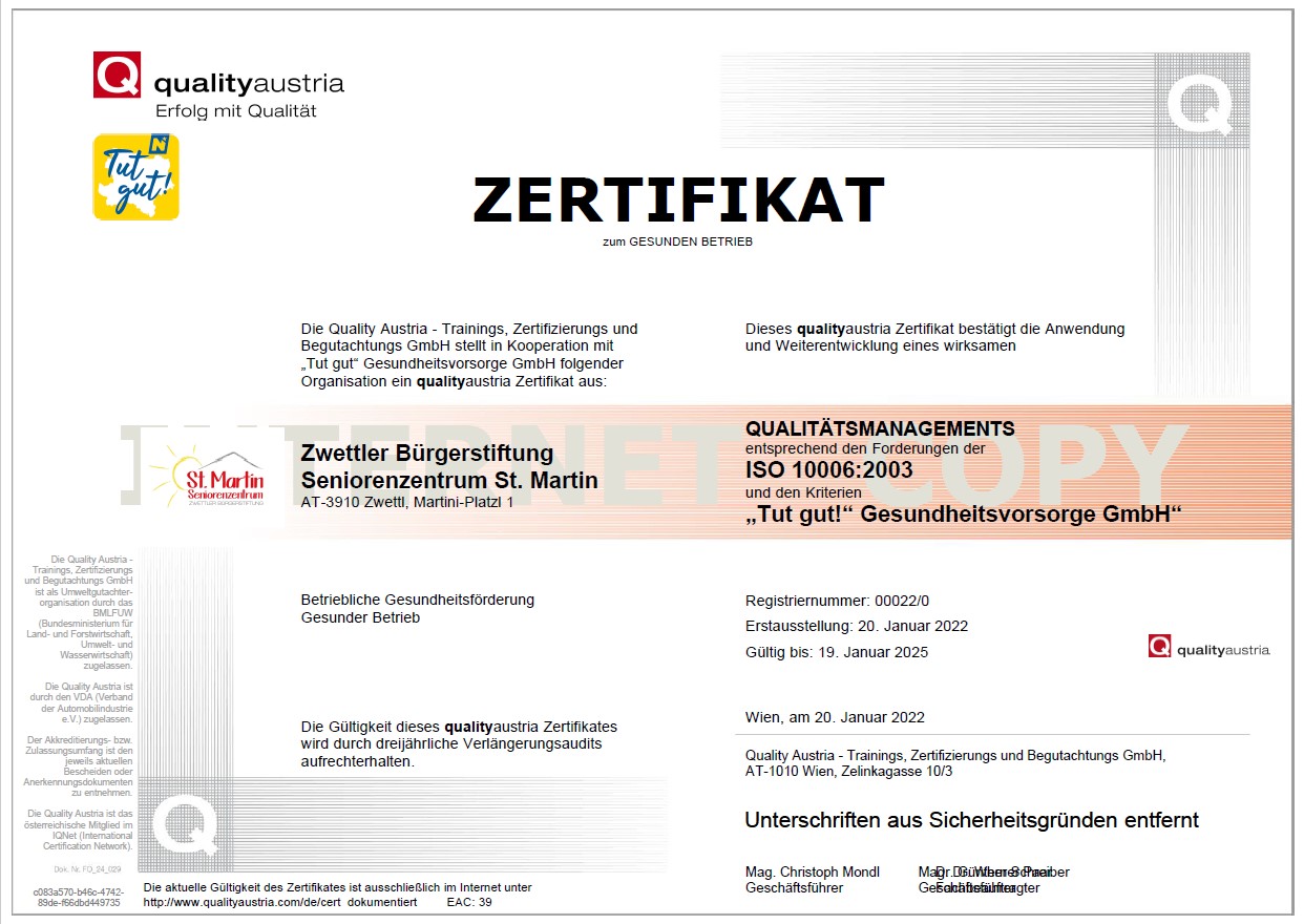Qualityaustria-Zertifikat